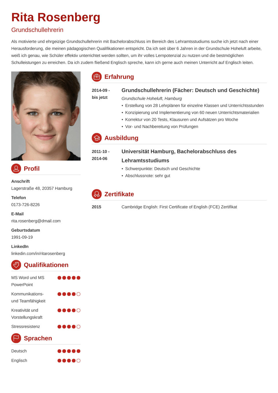 Professionelle Lebenslauf-Vorlage Crisp