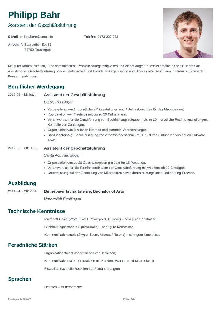 AI Lebenslauf Vorlage