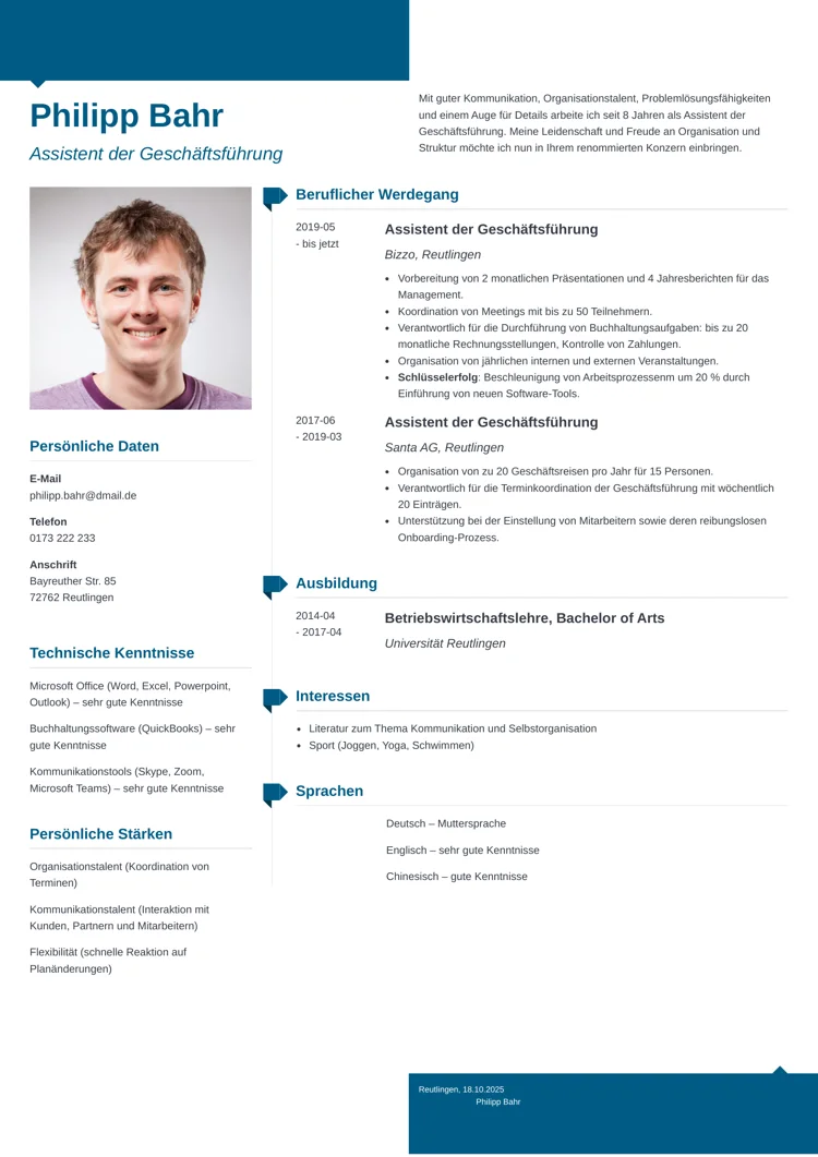 AI Lebenslauf Vorlage