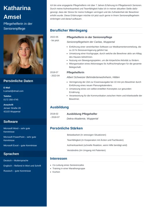 Bewerbung Pflegehelferin
