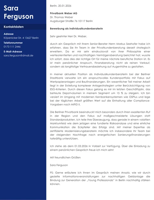 bewerbung auf empfehlung