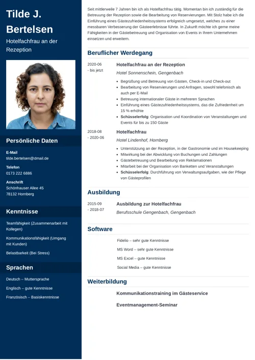 bewerbung hotelfachfrau