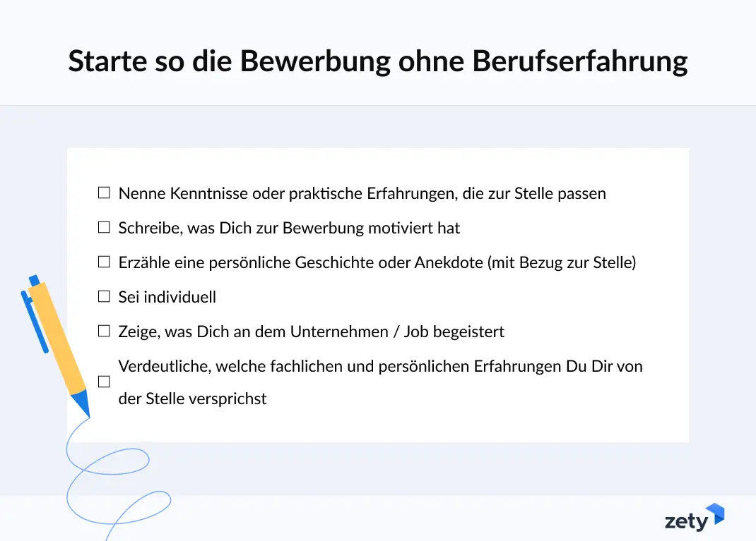 bewerbung ohne berufserfahrung