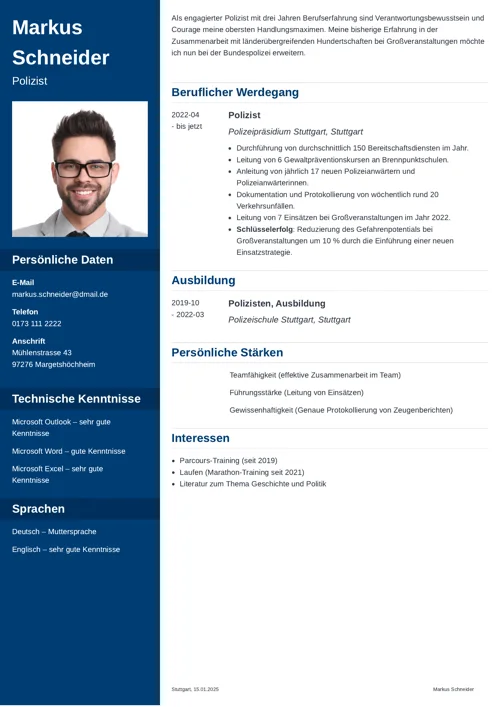 bewerbungsschreiben polizei