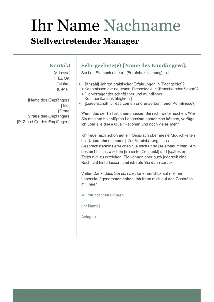 Word-Vorlage: Modernes Standard-Anschreiben