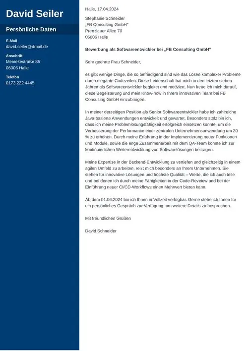 Professionelles Bewerbungsschreiben