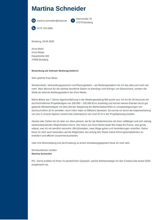 Professionelles Bewerbungsschreiben