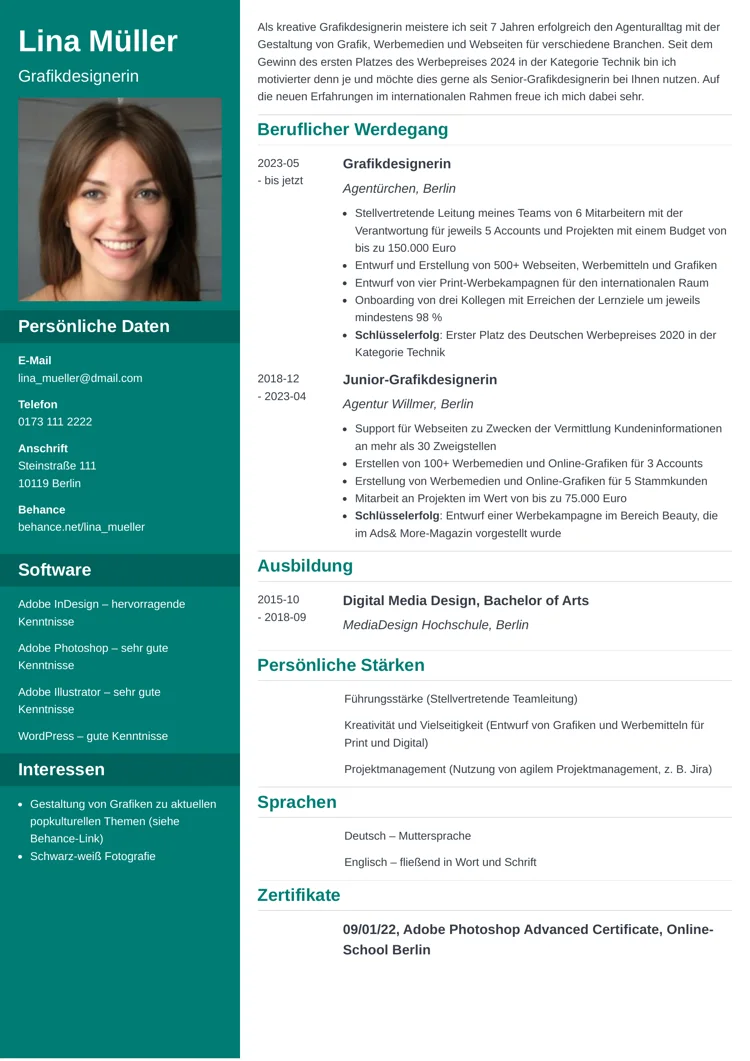 lebenslauf kreativ cascade
