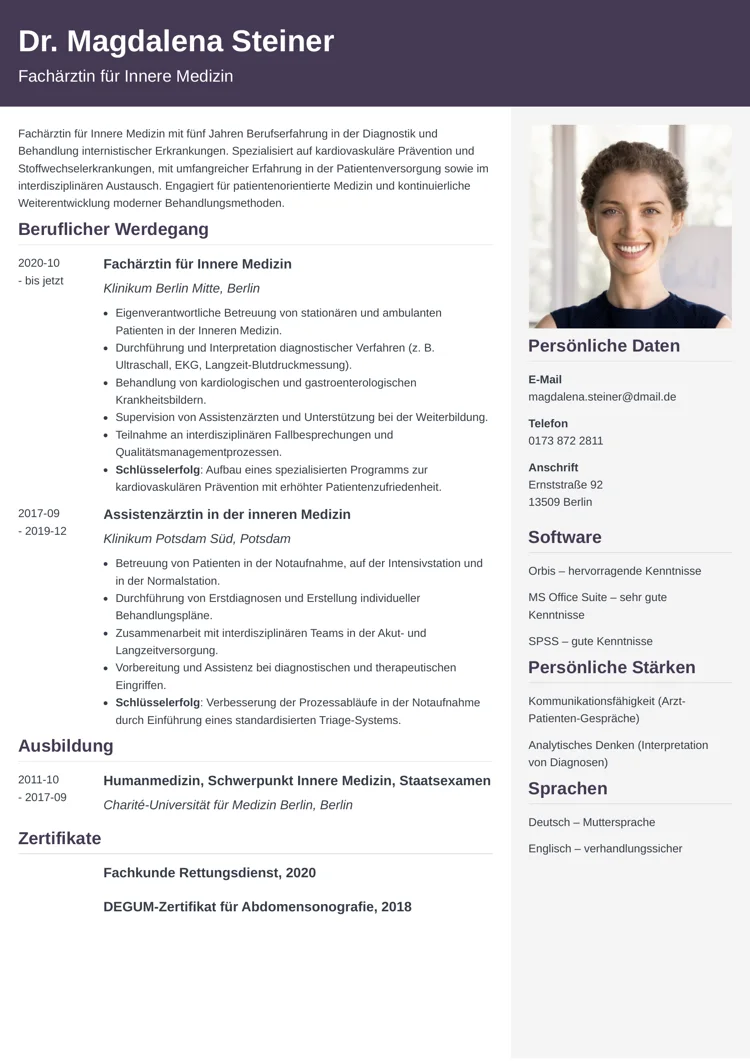 Lebenslauf Arzt - Cubic