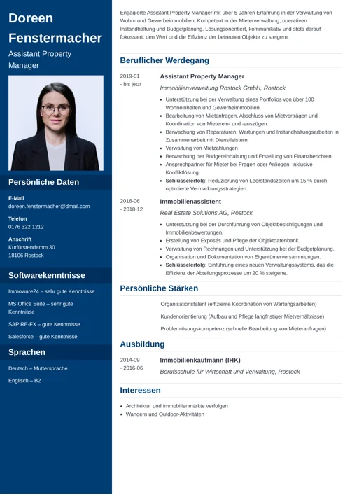 lebenslauf assistant property manager