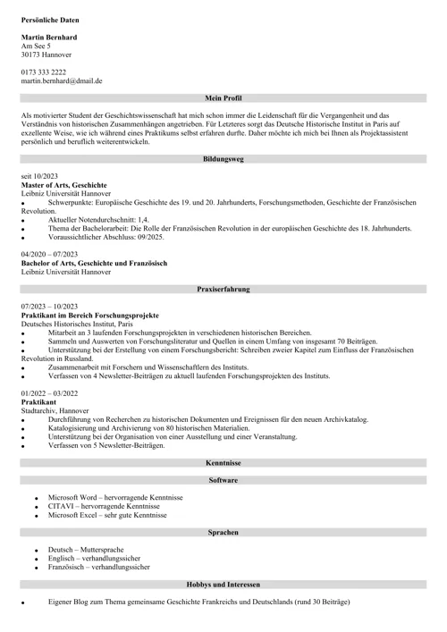 Professionelle Lebenslauf-Vorlage