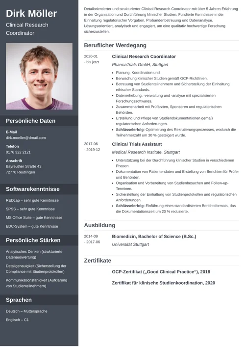 lebenslauf clinical research coordinator