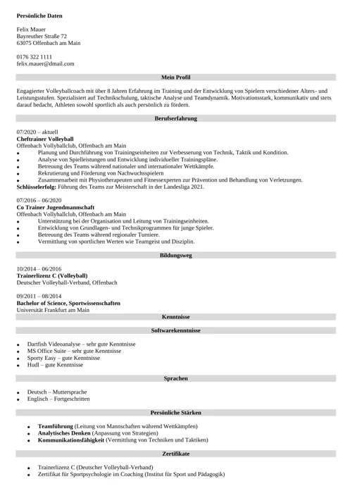 lebenslauf coach