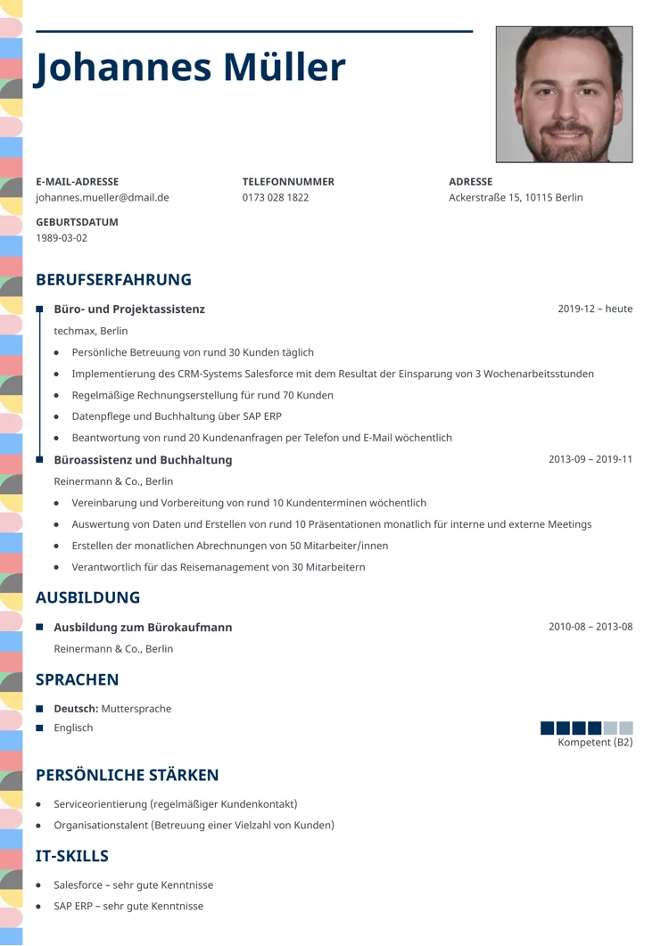 Lebenslauf Layout Profile