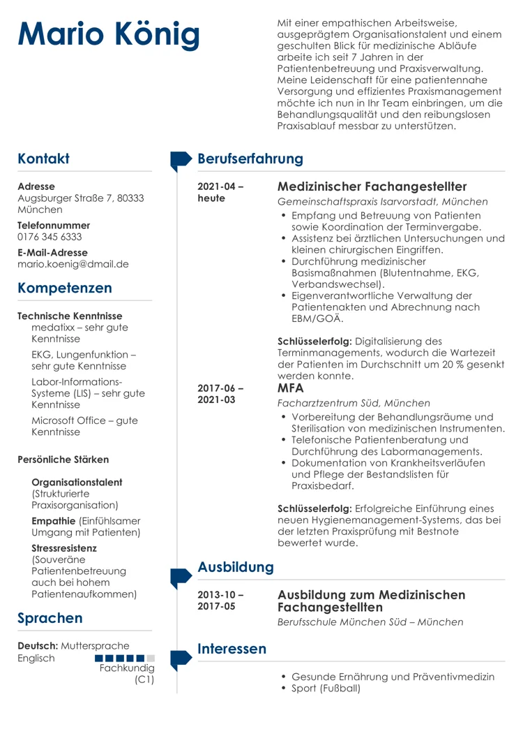 lebenslauf ohne bild