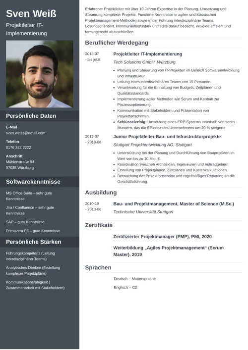 lebenslauf projektleiter