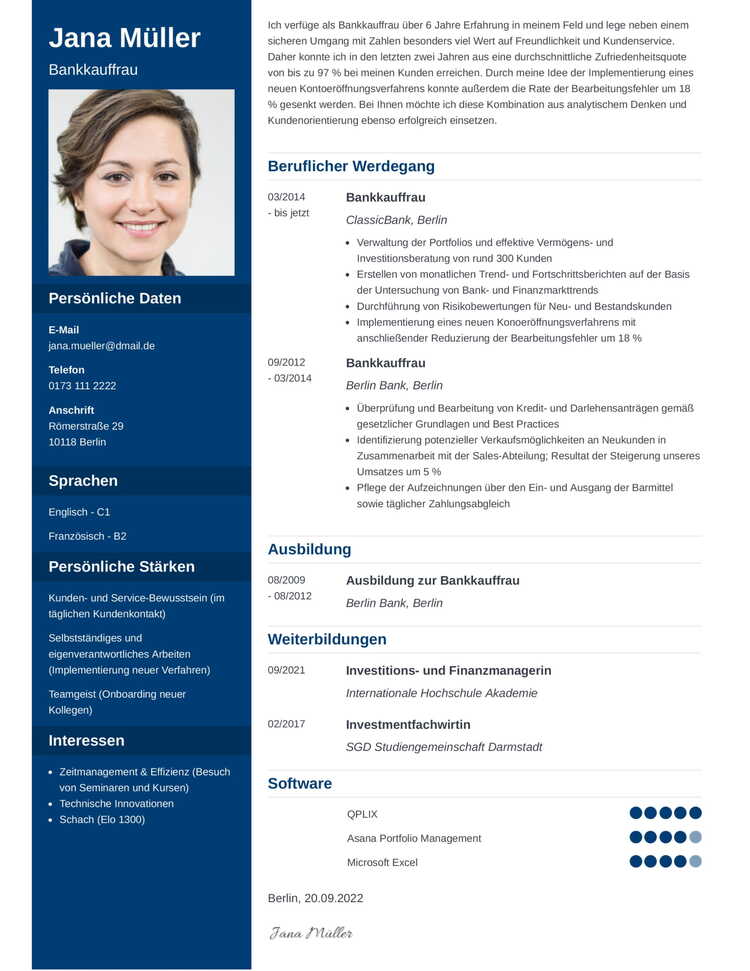 Lebenslauf Vorlage für Ausbildung mit angepassten Inhalten