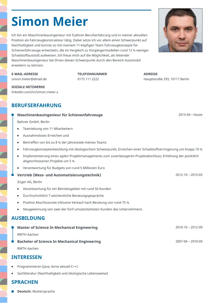 Moderner lebenslauf - Profile