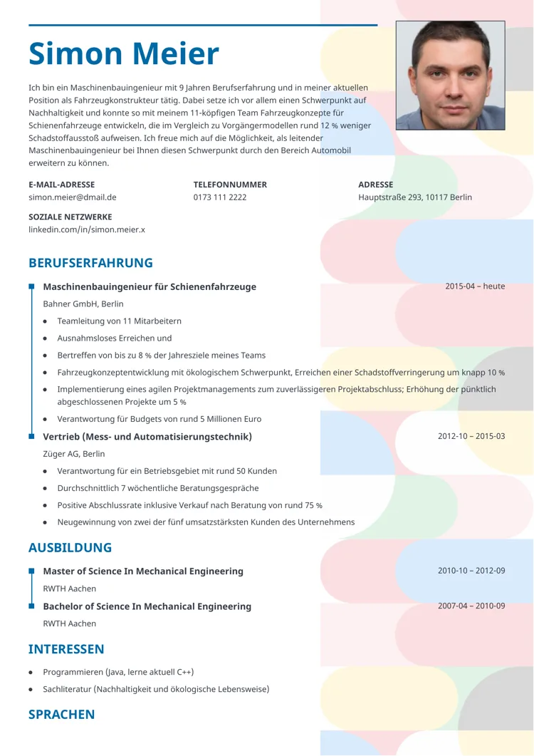 Moderner lebenslauf - Spectra