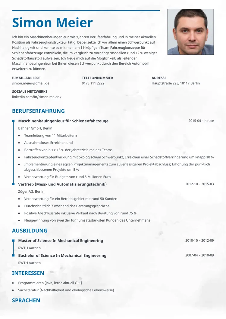 Moderner lebenslauf - Cermica