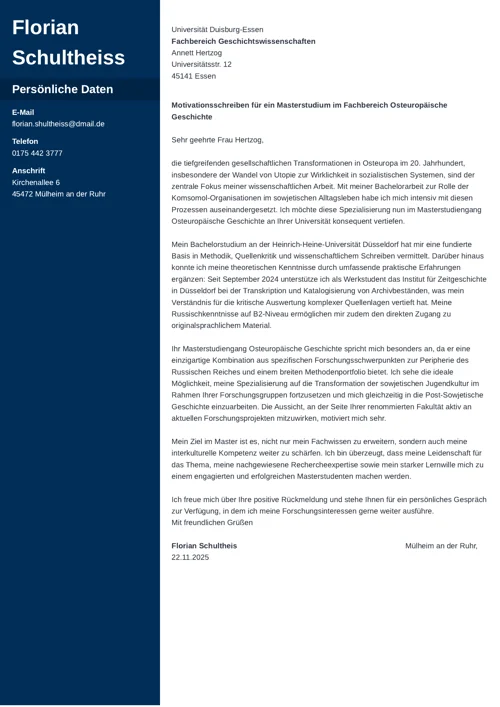 motivationsschreiben master