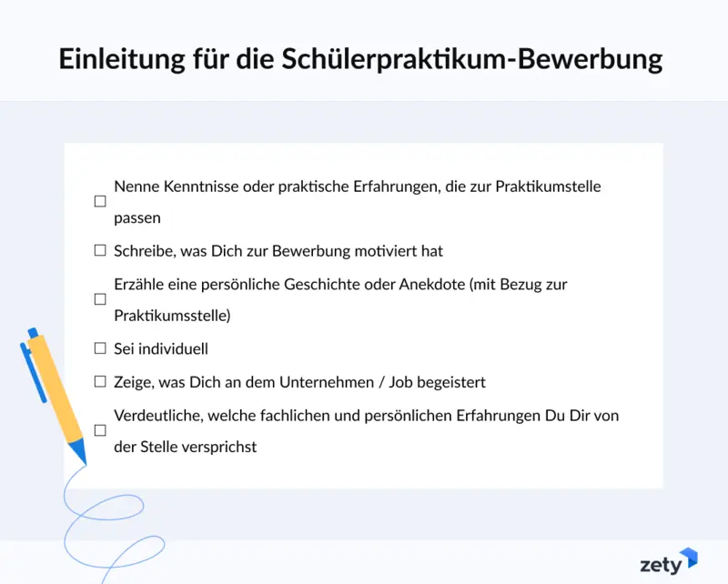 Bewerbungsschreiben Für Ein Schülerpraktikum Muster zety.de