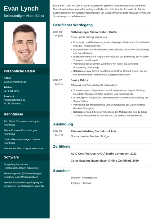 selbstständigkeit lebenslauf