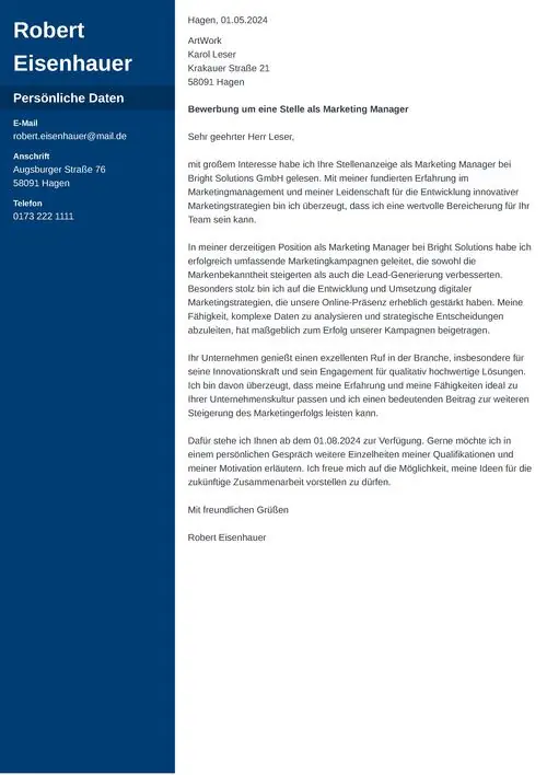 Professionelles Bewerbungsschreiben