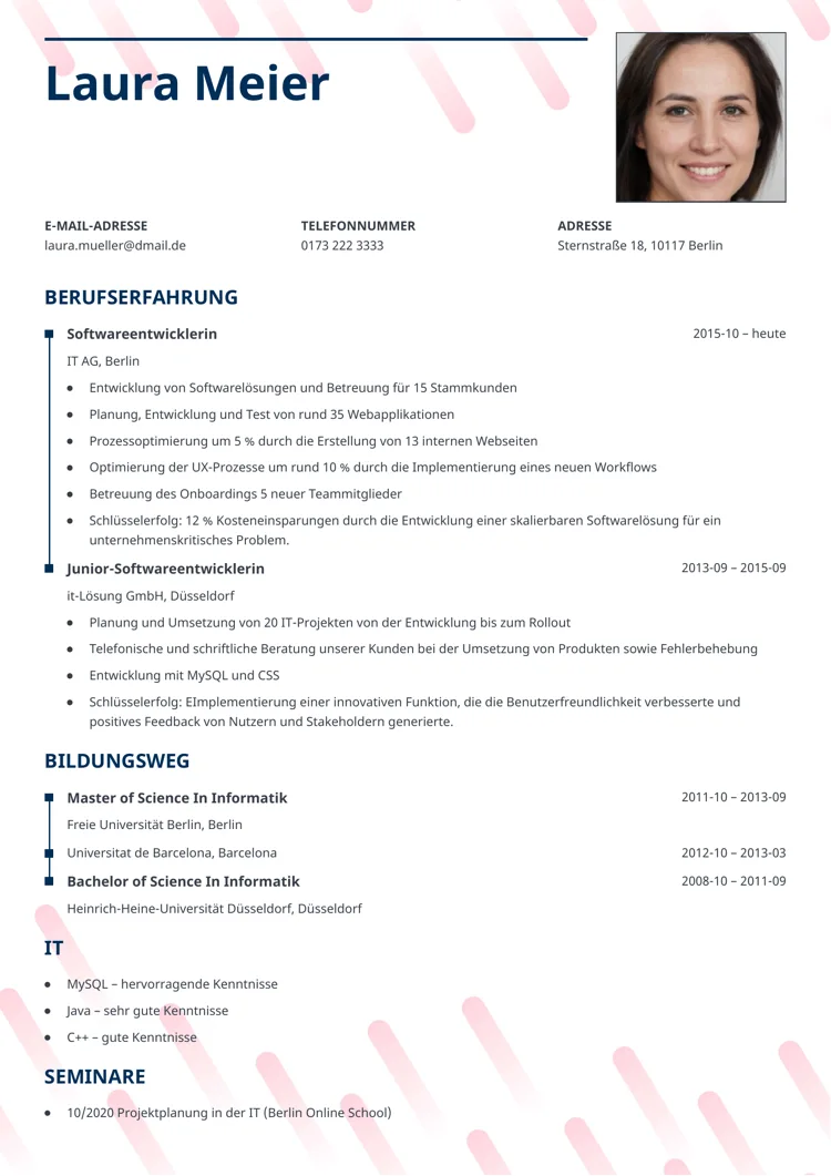 tabellarischer Lebenslauf Vorlage - Dynamic