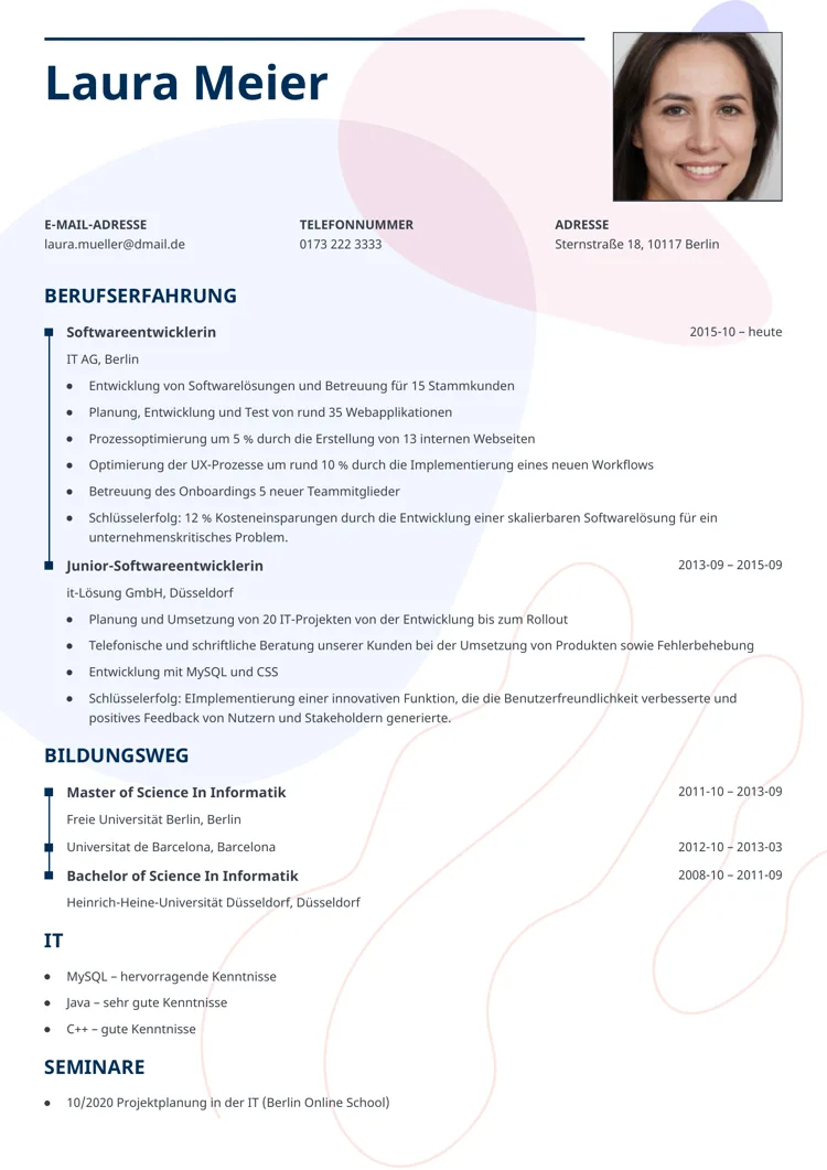 tabellarischer Lebenslauf Vorlage - Impetus