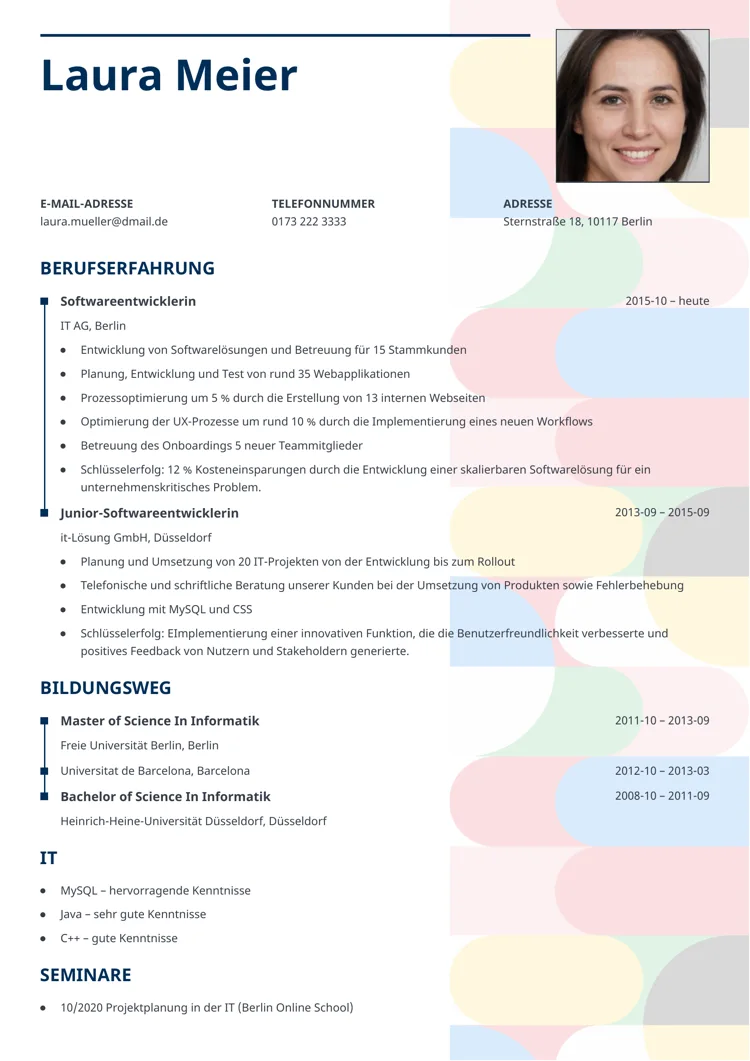 tabellarischer Lebenslauf Vorlage - Spectra