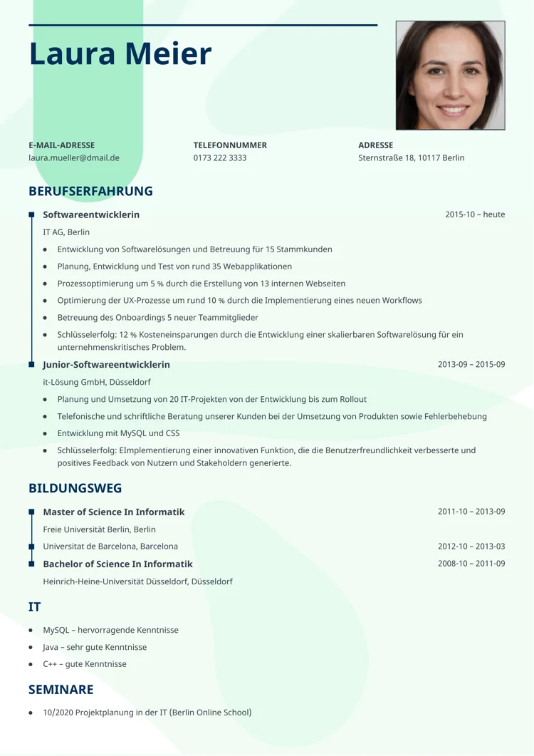 tabellarischer Lebenslauf Vorlage - Lumina