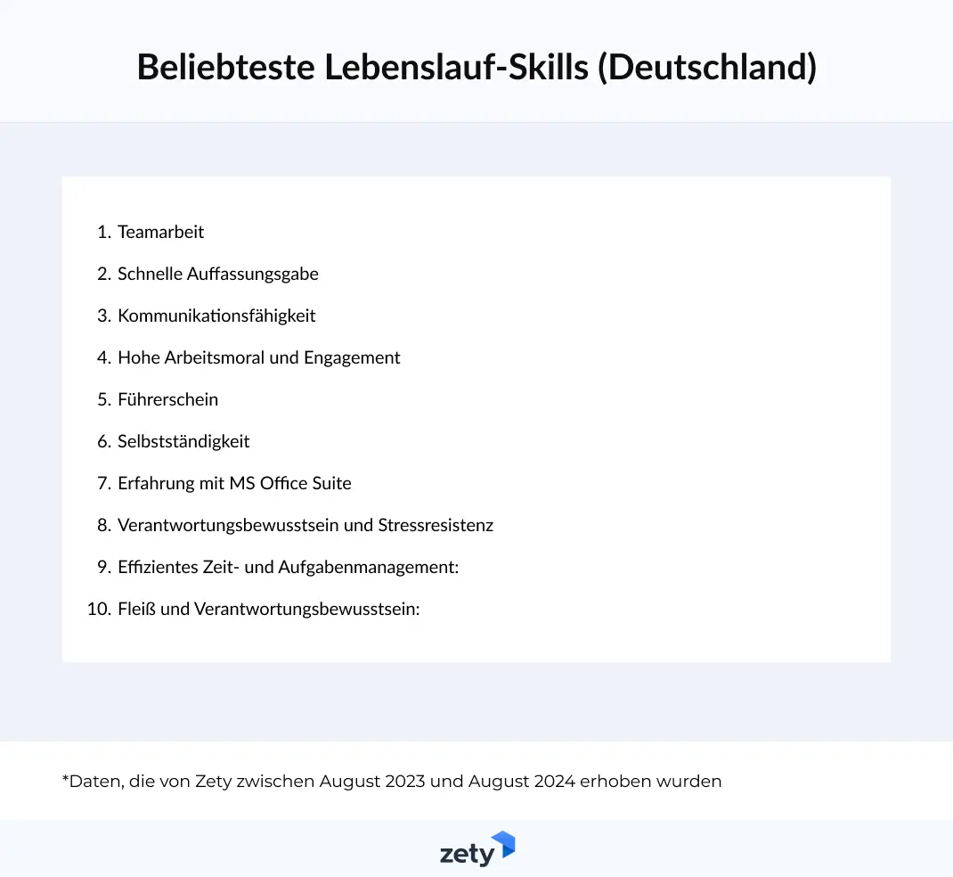 beliebteste lebenslauf-skills in deutschland