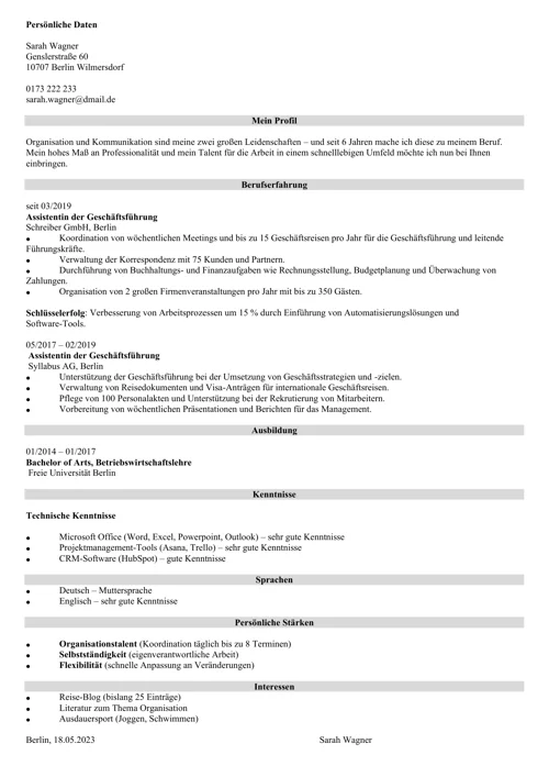 Professionelle Lebenslauf-Vorlage